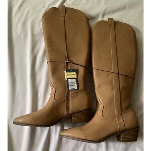 Knee High Light Brown Faux Leather Memory Foam Boots Size 11 Made In China With